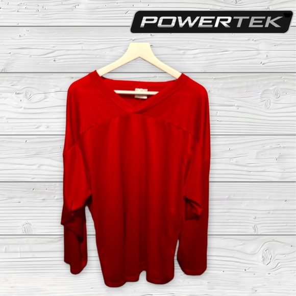 👍👍*VGUC* POWERTEK |L | SENIOR HOCKEY PRACTICE JERSEY in RED 🏒 - Picture 1 of 8